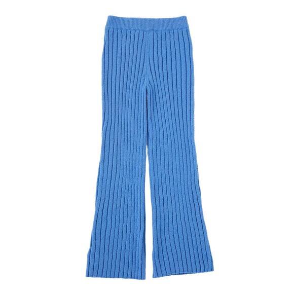 MOUSSY Sweater Knit Ribbed Pants Flare in Bright Blue Rare Size S small - Picture 2 of 13